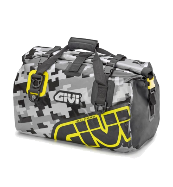 GIVI EA115 40lt Waterproof Cylinder Seat Bag - Grey/Yellow Camo